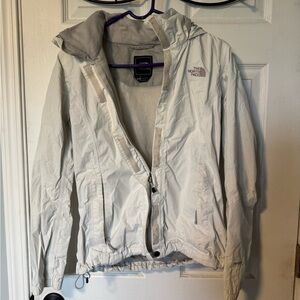 The North Face White and Gray Rain Jacket